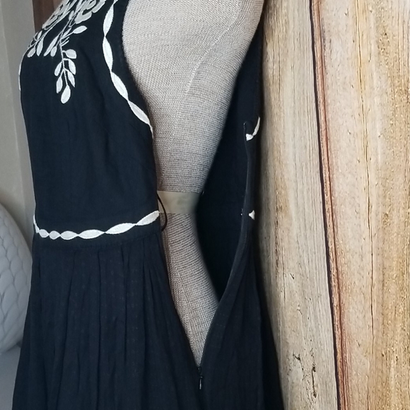 SOLD Free People Dress Birds of a Feather Boho Size 6 Black Cream - Picture 12 of 16